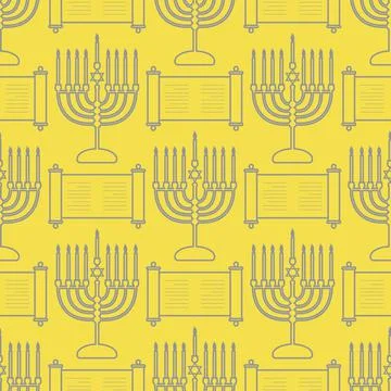 Vector Seamless pattern Hanukkah Jewish holiday Stock Illustration
