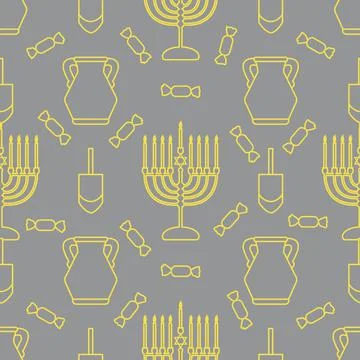 Vector Seamless pattern Hanukkah Jewish holiday Stock Illustration