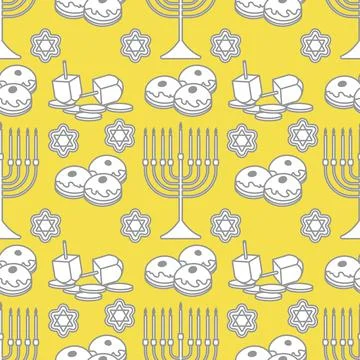 Vector Seamless pattern Hanukkah Jewish holiday Stock Illustration