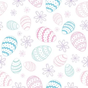 Vector seamless pattern for happy Easter day with decorative hand drawn eggs  Illustrazione stock