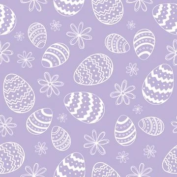 Vector seamless pattern for happy Easter day with decorative hand drawn eggs  스톡 일러스트