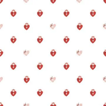 Vector seamless pattern Happy Valentine's Day Heart with chain on the padlock Stock Illustration
