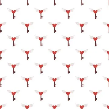 Vector seamless pattern Happy Valentine's Day Heart with chain on the padlock Stock Illustration