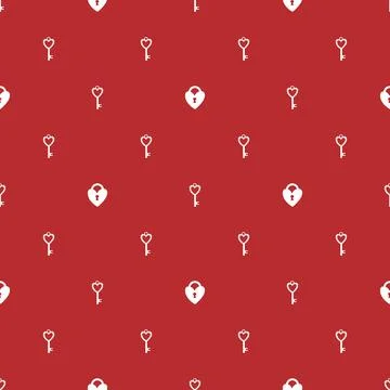 Vector seamless pattern Happy Valentine's Day Heart with chain on the padlock Stock Illustration