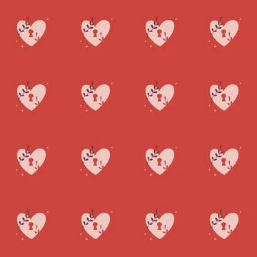 Vector seamless pattern Happy Valentine's Day Heart with chain on the padlock Stock Illustration