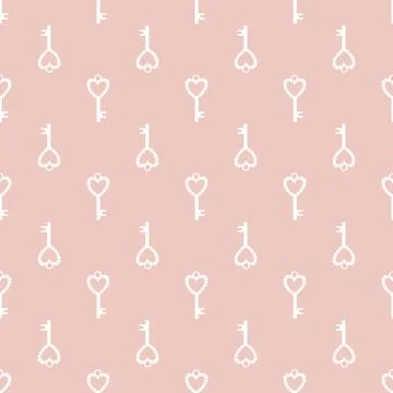 Vector seamless pattern Happy Valentine's Day Heart with chain on the padlock Stock Illustration