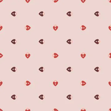 Vector seamless pattern Happy Valentine's Day Heart with chain on the padlock Stock Illustration