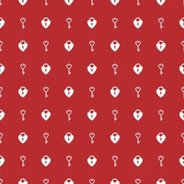 Vector seamless pattern Happy Valentine's Day Heart with chain on the padlock Stock Illustration
