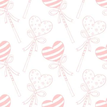 Vector seamless pattern from heart shape lollipops, gingerbreads on stick wit イラスト素材