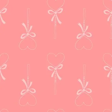 Vector seamless pattern from heart shape lollipops, gingerbreads on stick wit Stock Illustration