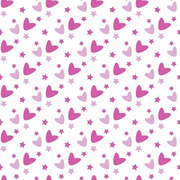 Vector seamless pattern with hearts and stars Stock Illustration