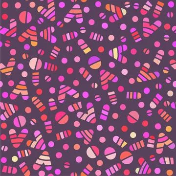 Vector seamless pattern with hearts and curvy shapes. Pills, capsules and hea Stock Illustration