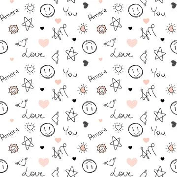 Vector seamless pattern with hearts. Can be used for pattern fills, web page  Stock Illustration