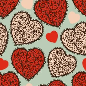Vector seamless pattern with hearts Stock Illustration