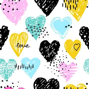 Vector seamless pattern with hearts Stock Illustration