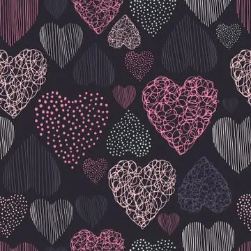 Vector seamless  pattern  with hearts Stock Illustration