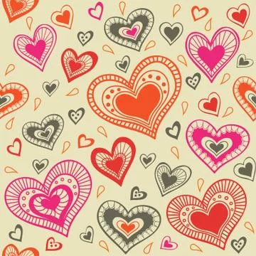 Vector seamless pattern with hearts Stock Illustration