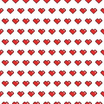 Vector seamless pattern of hearts. Pixel background. Love. Valentines Day. 스톡 일러스트