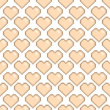 Vector seamless pattern of hearts. Pixel background. Love. Valentines Day. 스톡 일러스트