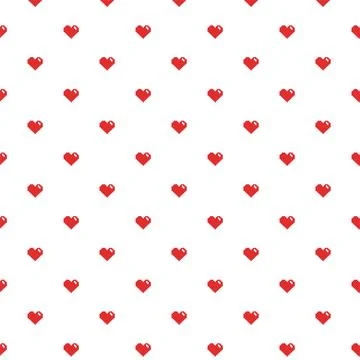 Vector seamless pattern of hearts. Pixel background. Love. Valentines Day. 스톡 일러스트