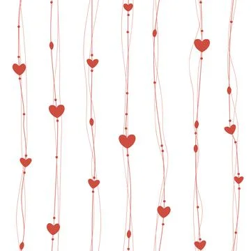 Vector seamless pattern hearts on the ribbons Stock Illustration