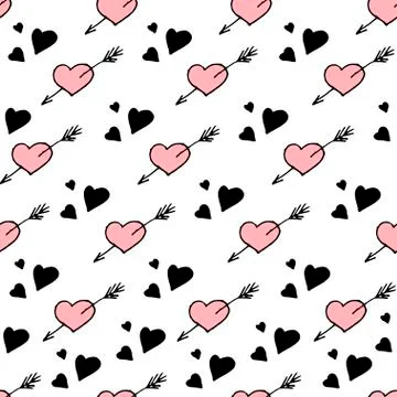 Vector seamless pattern hearts. Stylish hipster texture. Illustrazione stock