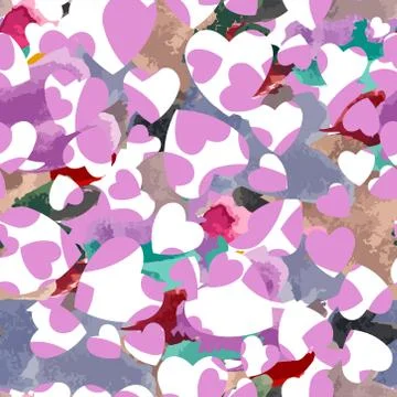 Vector seamless pattern from hearts like watercolors Illustrazione stock