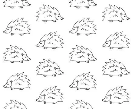 Vector seamless pattern of hedgehog Stock Illustration