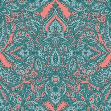 Vector seamless pattern with henna mehndi floral elements. Illustrazione stock