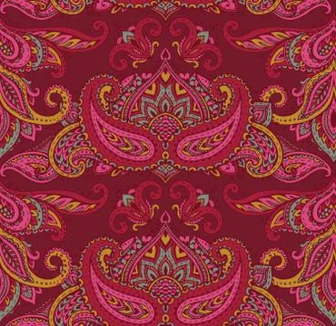 Vector seamless pattern with henna mehndi floral elements. Stock Illustration