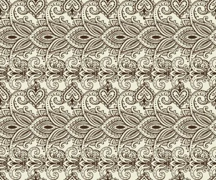 Vector seamless pattern with henna mehndi floral elements. Stock Illustration