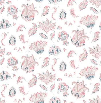 Vector seamless pattern with henna mehndi floral elements. Stock Illustration