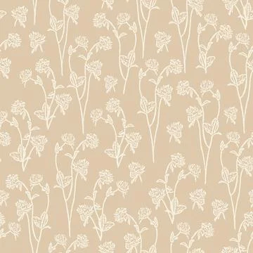 Vector seamless pattern herbal tea, clover wildflower. Stock Illustration