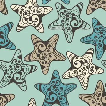 Vector seamless pattern with highly detailed stars Illustrazione stock
