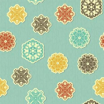 Vector seamless pattern with  highly detailed paper cut snowflakes Stock Illustration