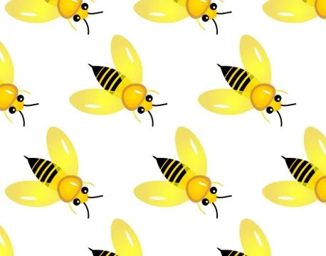Vector seamless pattern with honey bee. 스톡 일러스트