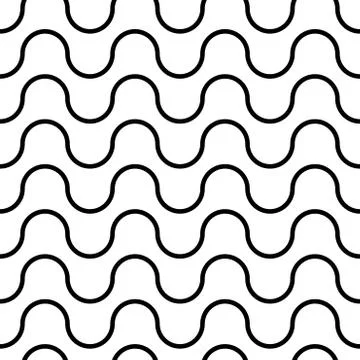 Vector seamless pattern, horizontal wavy lines. Stockillustratie