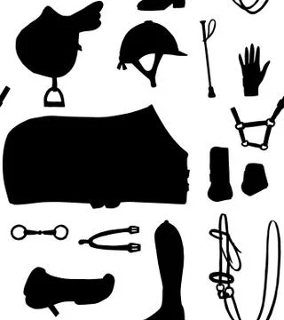Vector seamless pattern of horse equipment Stock Illustration