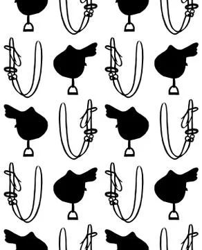 Vector seamless pattern of horse riding equipment Stock Illustration
