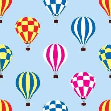 Vector seamless pattern of hot air balloons in the sky Illustrazione stock
