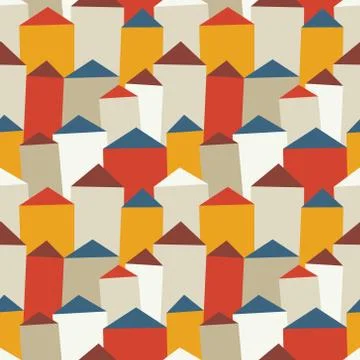Vector seamless pattern with houses and roofs Illustrazione stock