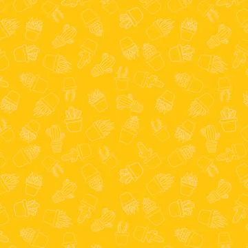 Vector seamless pattern with housing indoor plants. simple vector illustratio Stock Illustration