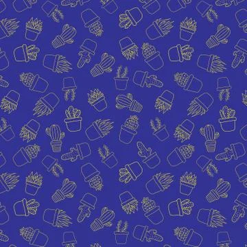 Vector seamless pattern with housing indoor plants. simple vector illustratio Illustrazione stock