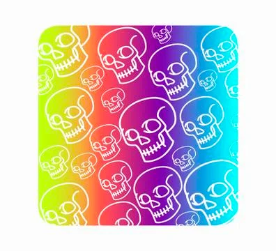 Vector seamless pattern with human skulls. Gradient fill, bright trend colors Stock Illustration