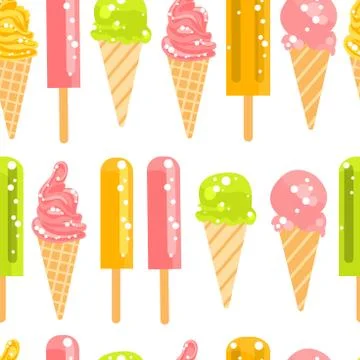 Vector seamless pattern with  ice cream Stock Illustration