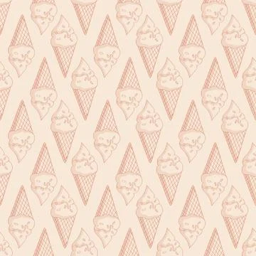 Vector seamless pattern with ice cream. Stock Illustration