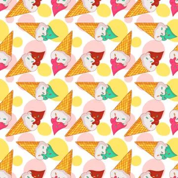 Vector seamless pattern with ice cream. Stock Illustration