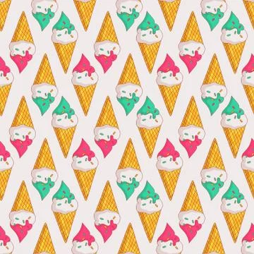 Vector seamless pattern with ice cream. Stock Illustration