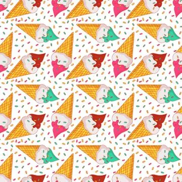 Vector seamless pattern with ice cream. Stock Illustration