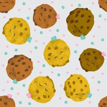 Vector seamless pattern with ice creams and cookies and spots Stock Illustration